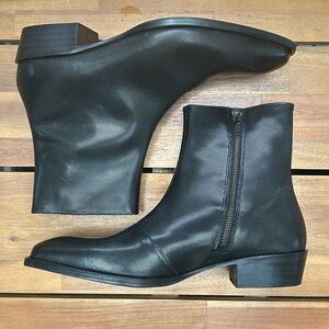 New ALDO x JORDAN FISHER ‘Birmingham’ Black Leather Side Zip Ankle Boots